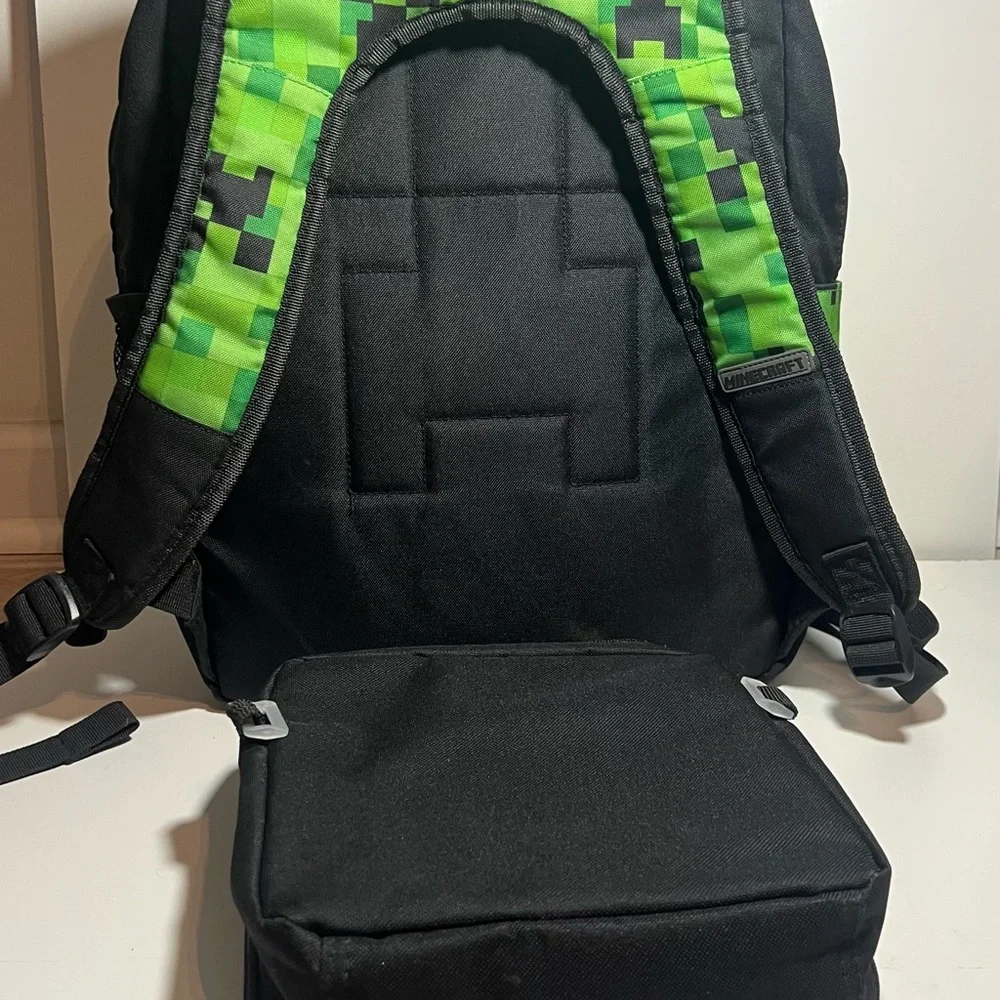 Minecraft Creeper Backpack & Lunchbox Set – Green Pixel Design